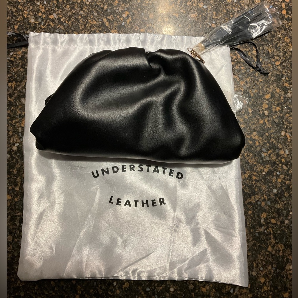 Understated Leather NWT Black Crescent Vegan Leather Clutch/Crossbody Purse
